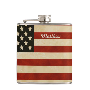 Personalisierte Flasche American Vintage Flagge Flachmann