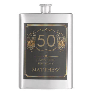 Personalisierte Flasche zum runden Geburtstag Whis Flachmann