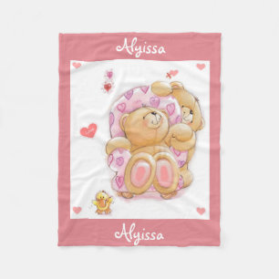 Personalisierte Fleece Blanket/Bär und Herz