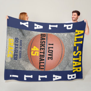 Personalisierte Fleece-Decken Basketball Navy Team Fleecedecke