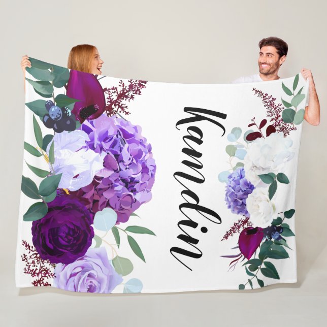 Personalisierte Fleece Throw Lavender Hibisken auf (Beispiel)