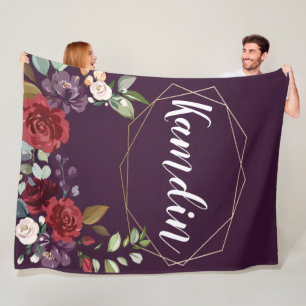 Personalisierte Fleece Throw Plum Lila Rose Gold G