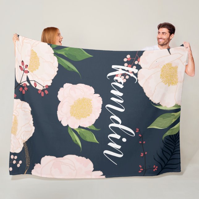 Personalisierte Fleece Verstopfen Weiße Blume (Beispiel)