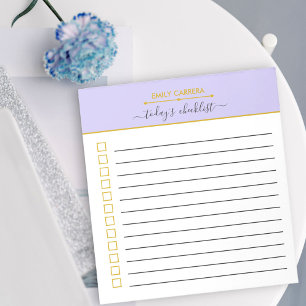 Personalisierte Flieder- und Gold-To-Do-Liste-Chec Notizblock