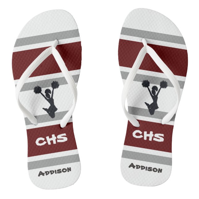 Personalisierte Flip Flops in Rot und Grau (Fußbett)