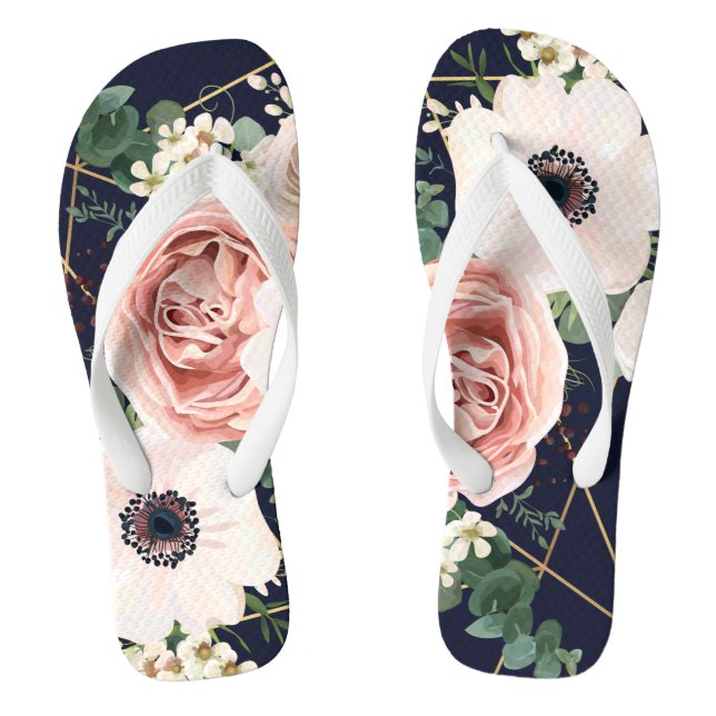 Personalisierte Flipflop Sandals Geometric Navy Bl (Fußbett)