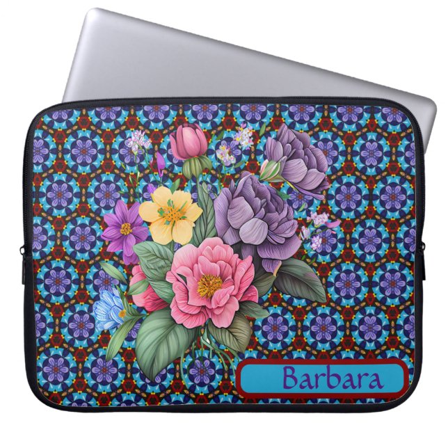Personalisierte Floral Electronics Bag Laptopschutzhülle (Vorderseite)
