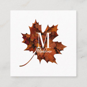 Personalisierte Floral Monogramm Fall Ahornleaf Quadratische Visitenkarte