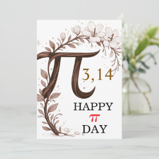 Personalisierte Floral Pi Day Karte, elegantes Mat
