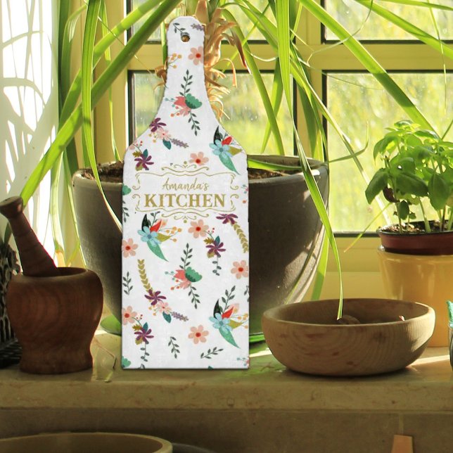 Personalisierte florale Aquarellküche Schneidebrett (Von Creator hochgeladen)