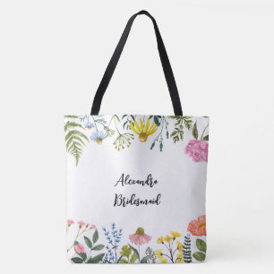 Personalisierte florale Bridesmaid Totbeutel