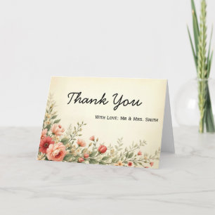 Personalisierte Florale Chic Stilvolle Schriftart  Dankeskarte