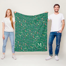 Personalisierte florale Farbmonogramm Fleecedecke