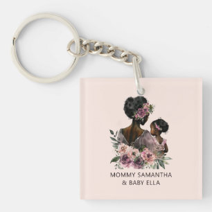 Personalisierte florale Mama und Baby Schlüsselanhänger