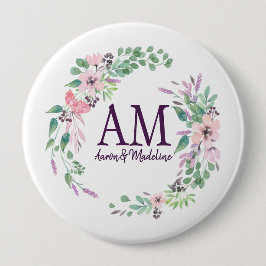Personalisierte florale Monogramm Frische Frühling Button
