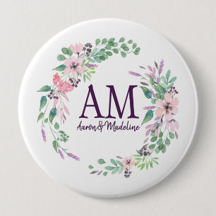 Personalisierte florale Monogramm Frische Frühling Button