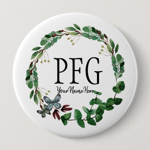 Personalisierte florale Monogramm-Frühlingsfolien Button