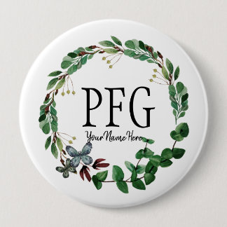 Personalisierte florale Monogramm-Frühlingsfolien Button