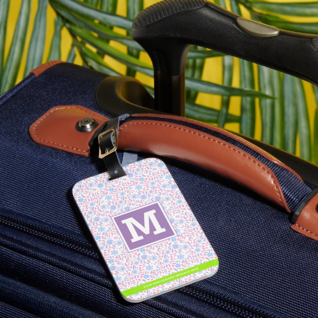 Personalisierte florale Monogramm Gepäckanhänger (Vorderseite Insitu 1)