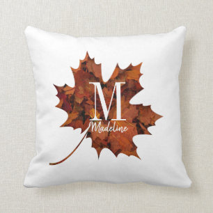 Personalisierte florale Monogramm Herbstblattleaf Kissen