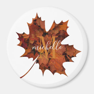 Personalisierte florale Monogramm Herbstleaf Magnet