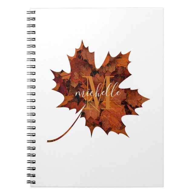 Personalisierte florale Monogramm Herbstleaf Notizblock (Vorderseite)