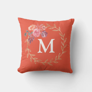 Personalisierte florale Monogramm Kissen