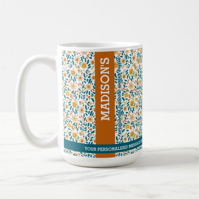 Personalisierte florale Monogramm/Name Kaffeetasse (Links)