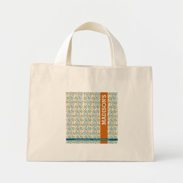 Personalisierte florale Monogramm/Name Mini Stoffbeutel (Vorne)