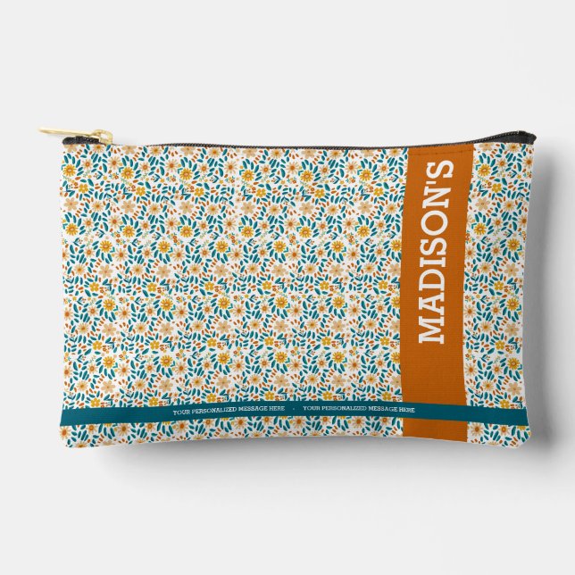 Personalisierte florale Monogramm/Name Zubehörtasche (Vorderseite)