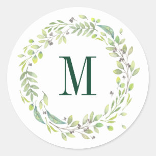 Personalisierte florale Monogramm Sommerfolien Runder Aufkleber