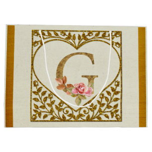 Personalisierte florale Monogramm von A bis Z Große Geschenktüte