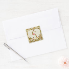 Personalisierte florale Monogramm von A bis Z Quadratischer Aufkleber