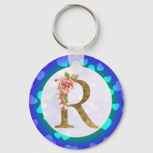 Personalisierte florale Monogramm von A bis Z Schlüsselanhänger