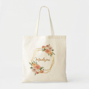 Personalisierte Florale Namen Golden Geometrische Tragetasche