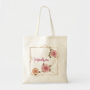 Personalisierte Florale Namen Golden Geometrische Tragetasche