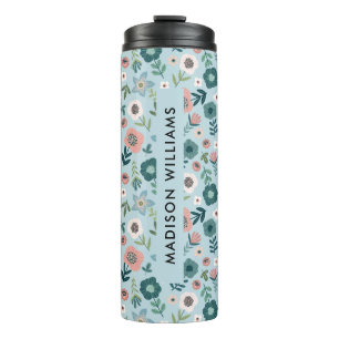 Personalisierte florale Reiseumarmung mit Namen Thermosbecher