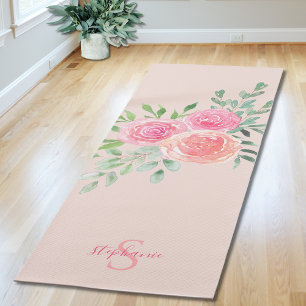 Personalisierte Florale Rosa Yoga-Matte Yogamatte