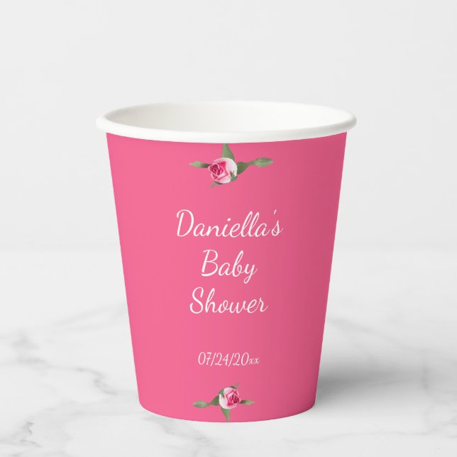 Personalisierte florale Spray Rot Paper Cups Pappbecher (Vorderseite)