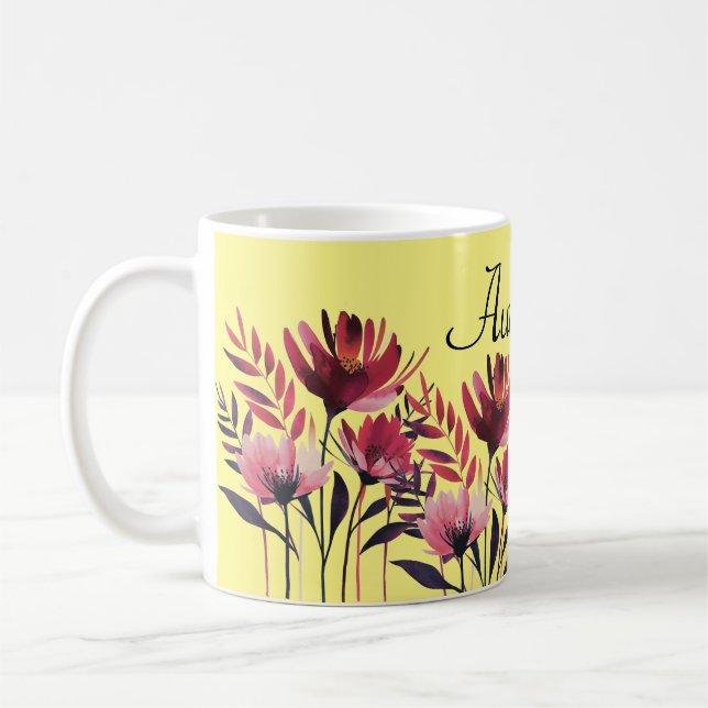 Personalisierte florale Tasse - Anpassbare Blume T (Links)