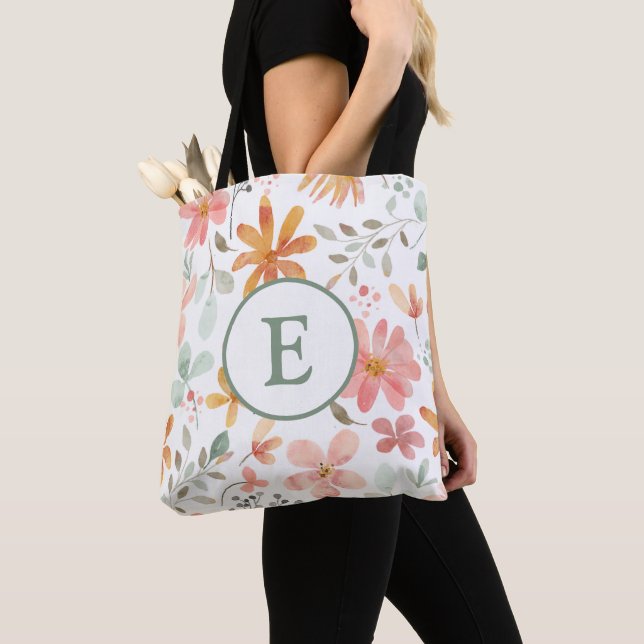 Personalisierte florale Totbeutel mit Anfangsbuchs (Von Nahem)