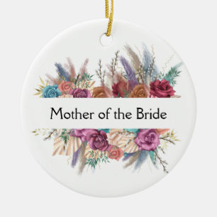 Personalisierte florale trendige Hochzeitsbrautpar Keramik Ornament
