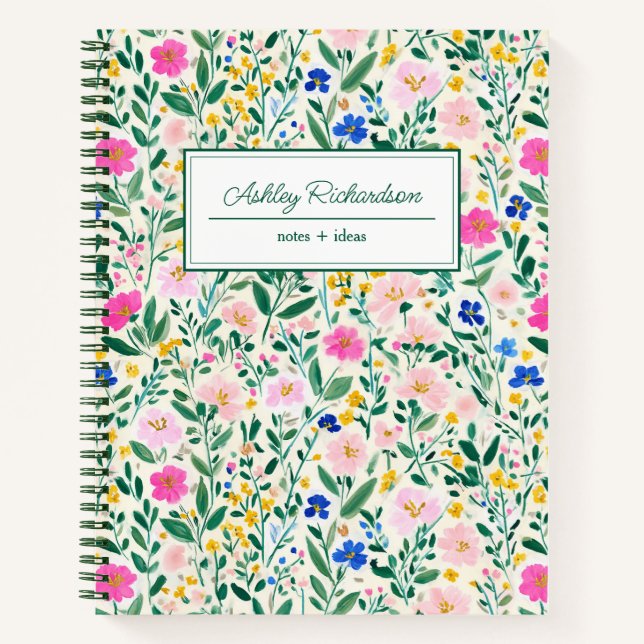 Personalisierte Florale Wildblume Notizbuch (Vorderseite)