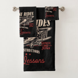 Personalisierte Flugreisen Retro-Flugstunden Badhandtuch Set