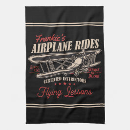 Personalisierte Flugreisen Retro-Flugstunden Geschirrtuch