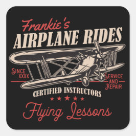 Personalisierte Flugreisen Retro-Flugstunden Quadratischer Aufkleber