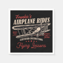 Personalisierte Flugreisen Retro-Flugstunden Serviette