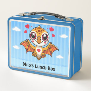 Personalisierte Flugsaurier-Lunchbox – Name hinzuf Metall Brotdose