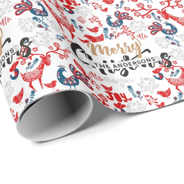 Personalisierte Folklore Weihnachten Geschenkpapier (Rolleneckpunkt)