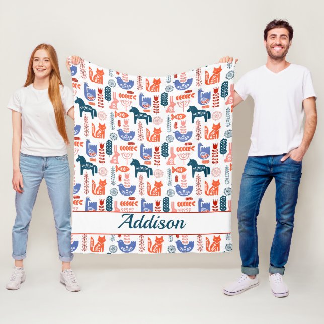 Personalisierte Folklorekunst Fleecedecke (Beispiel)